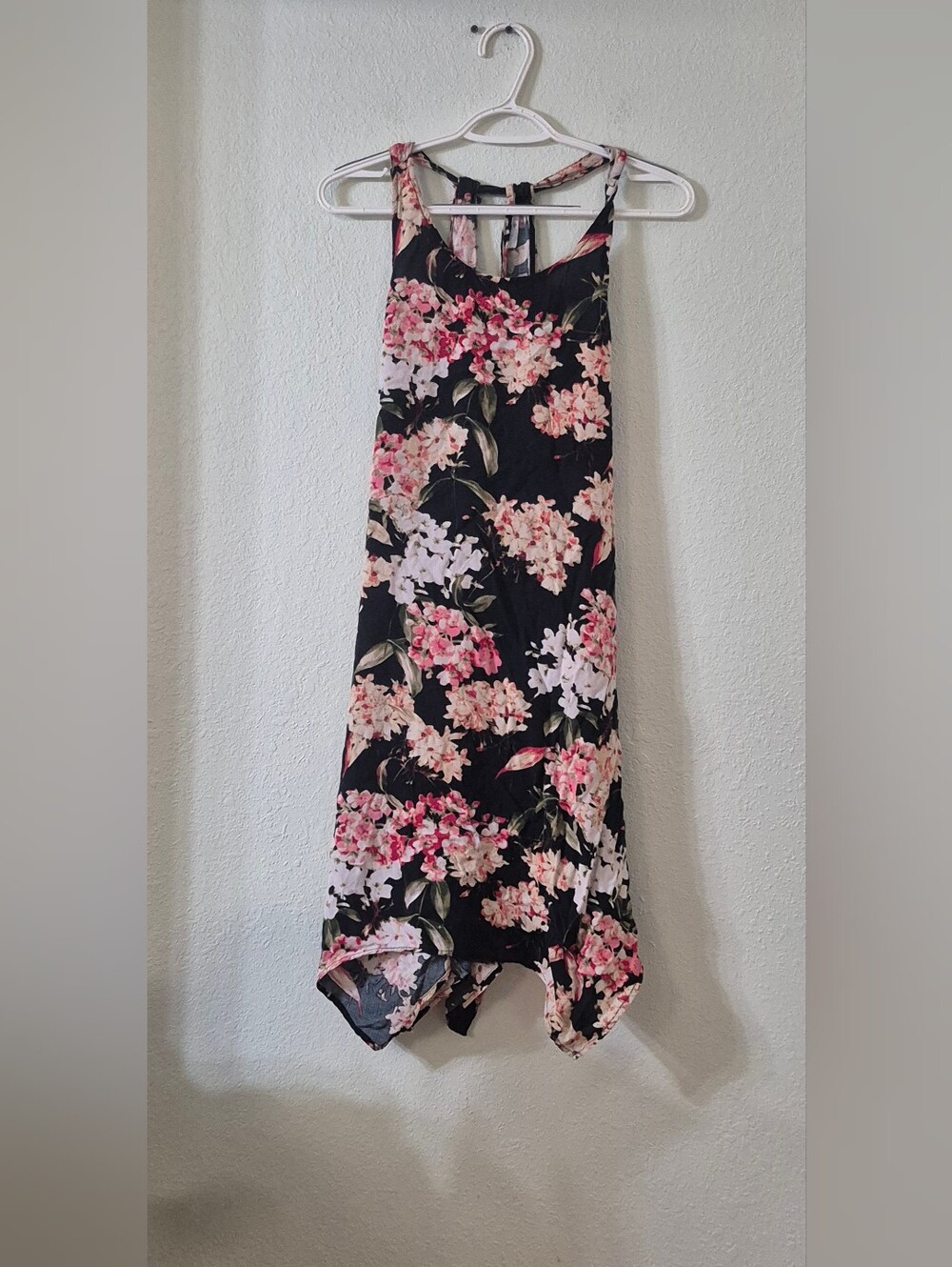 west loop Black Dress with Pink & White Floral Print